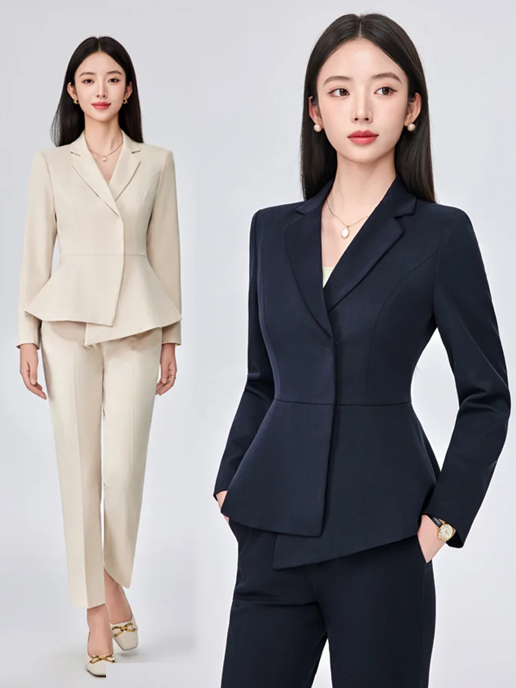 

Black professional women's suit for spring and autumn2025New high-end elegant workwear for jewelry stores, beauty salons, and ho