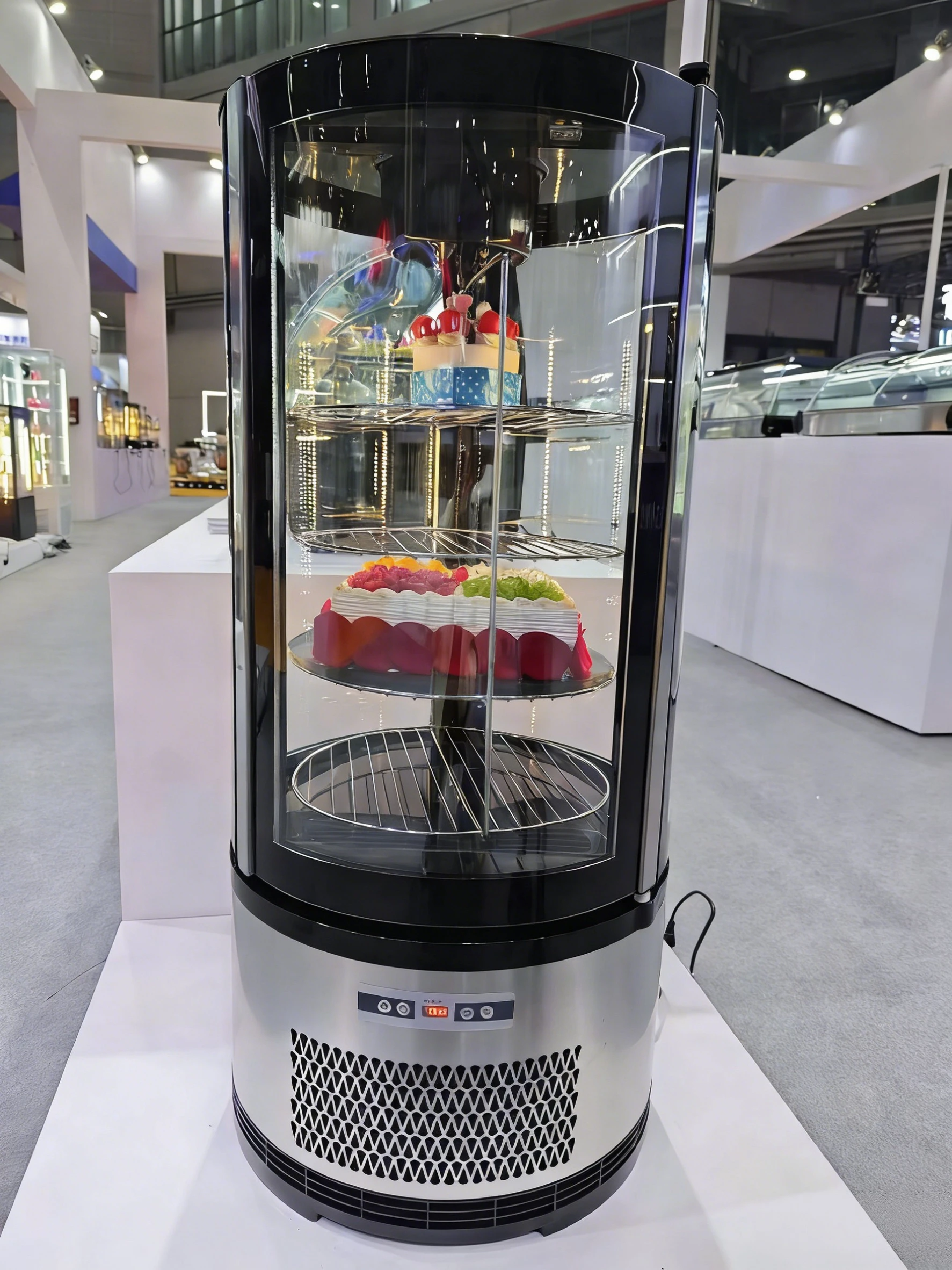 Commercial 100L Upright Cake Dessert Display Showcase Stainless Steel Food Refrigerator Electric Power Source Sliding Compressor