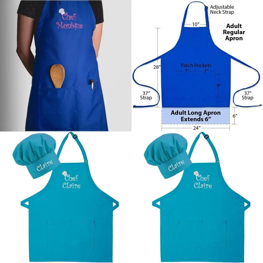 

Custom Embroidered Aprons & Hats for Adults - Perfect for Mother's Day, Kitchen, BBQ & Grilling Gifts