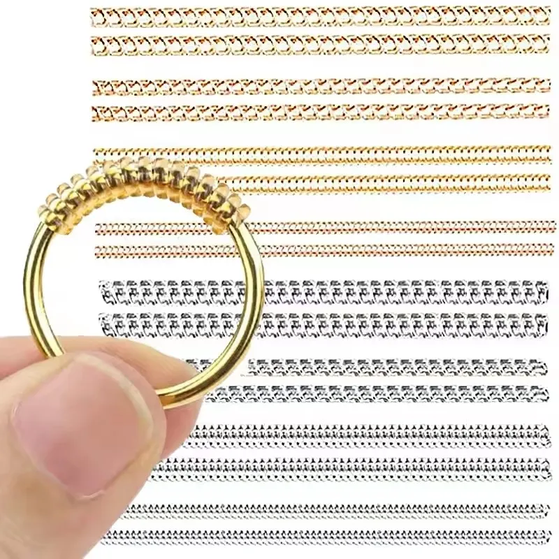 4/8Pcs Spiral Ring Size Adjuster Accessories Adjustable Invisible Pad Ring Size Adjuster Gasket Fastener for Loose Large Rings