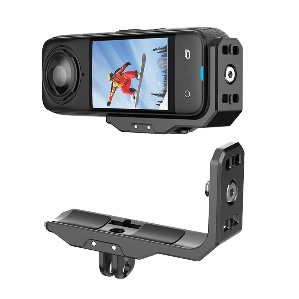 Image of Schwarz Für Insta360 X4/X3 Magnetische Metall Horizontale L-förmigen Halterung Magnetische Schießen Ständer Montage Halterung Kamera Zubehör