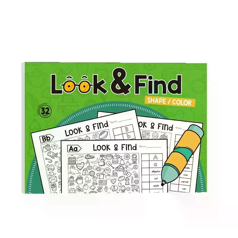 Juego de juguetes estimulantes cerebrales para niños: libro de rompecabezas Look & Find con actividades de colores y formas