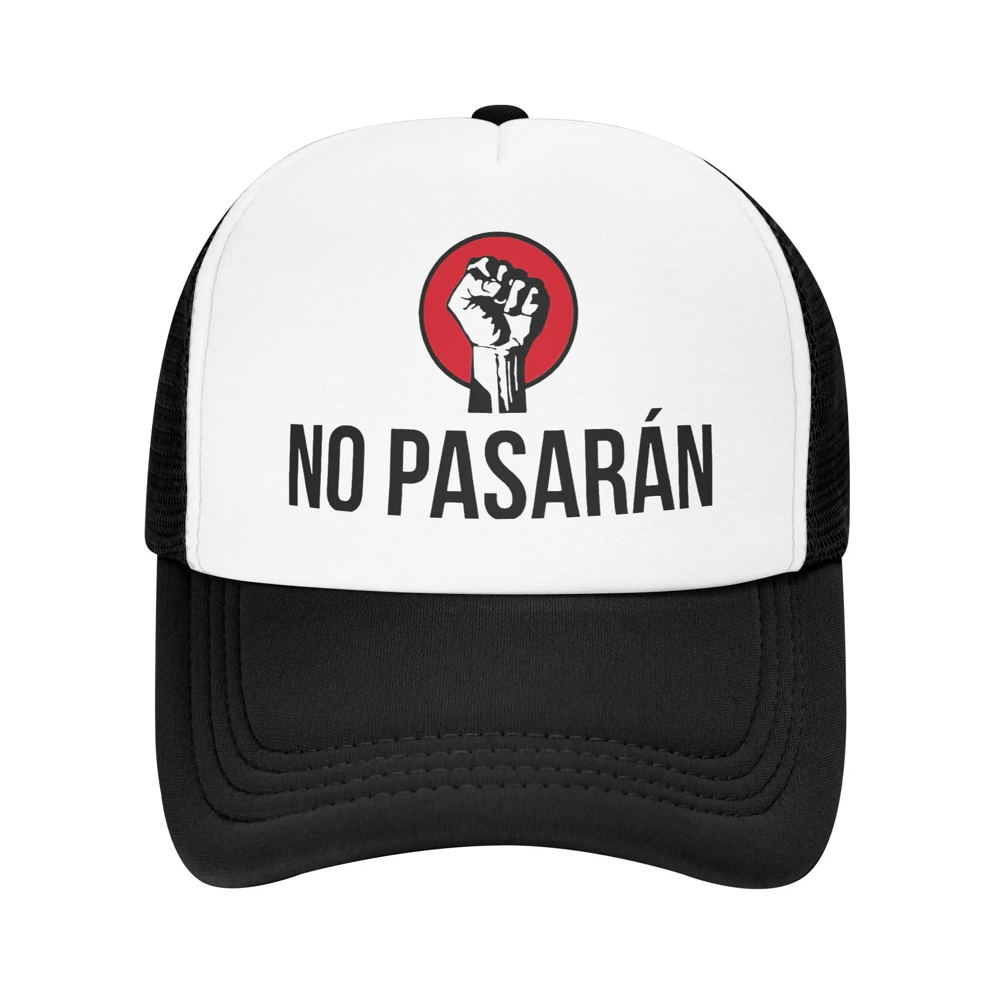 No Pasaran Revolution Mesh Baseball Caps Men Women Retro Sun Hat  Hat Breathable Polyester Racing Cap Summer Trucker Hats