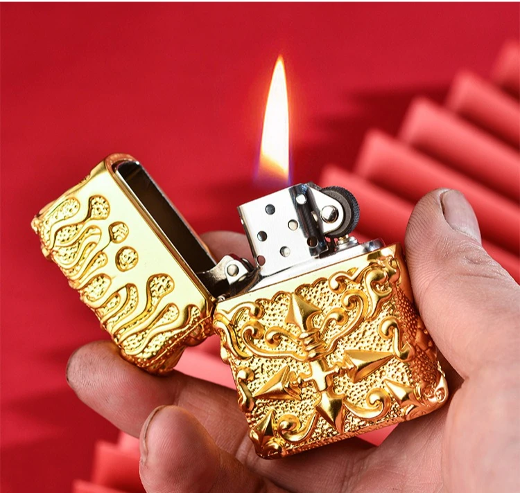 

New Windproof Lighter with Personalized Thickened Heavy Duty Creative Vintage Men's Lighter Gift Cigarette Accessories