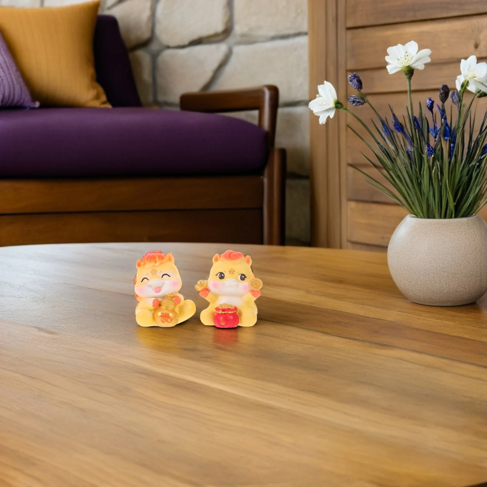 

2Pcs Mini Horse Resin Sculptures Detailed Desktop Decoration Symbol of Good Fortune Chinese New Year 2026 Home Office Feng Shui