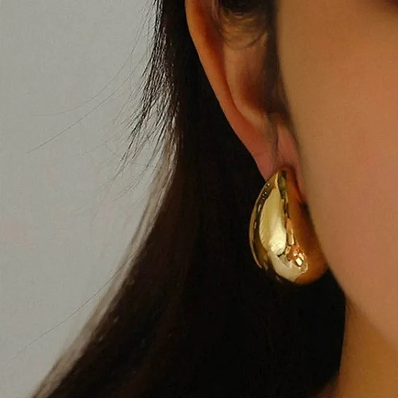 Golden 1/3 Pair Drop Water Stud Vintage Earrings Exaggeration Holiday Fashion Ear Teardrop Clips Jewelry for Woman Jewelry Gift