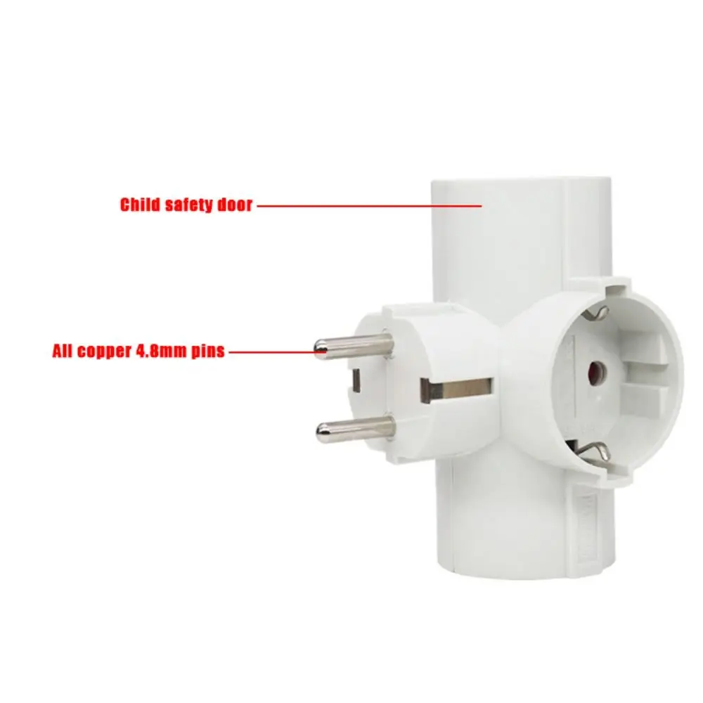 One Turn Three Plug EU Conversion Socket Space Saving Security Protection EU Plug Adapter Portable PC Socket Extender