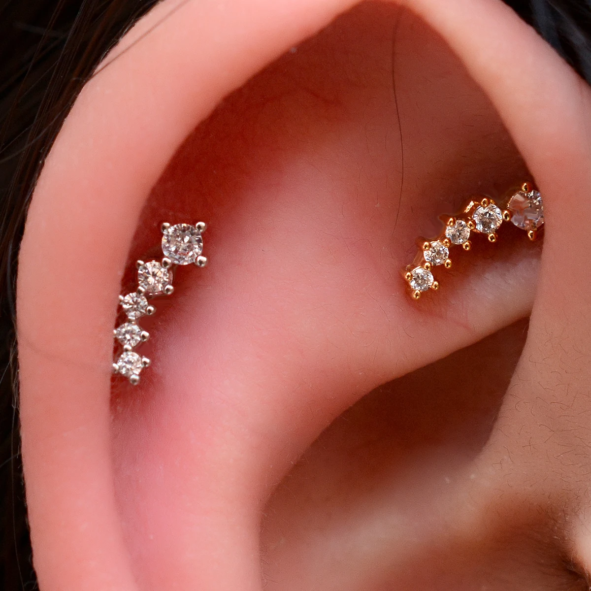 1 Stück Winziger 20G Edelstahl-Ohrstecker für Frauen, Zierlicher Zirkonia-Knorpel-Conch-Helix-Tragus-Ohrloch-Piercing-Schmuck