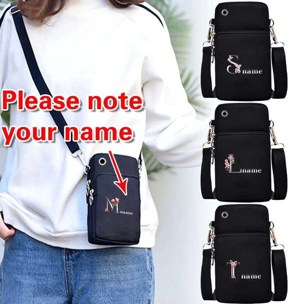 

Personalized Customization Name Black Phone Bag Sports Arm Bag Luggage Strap Crossbody Bag Handbag