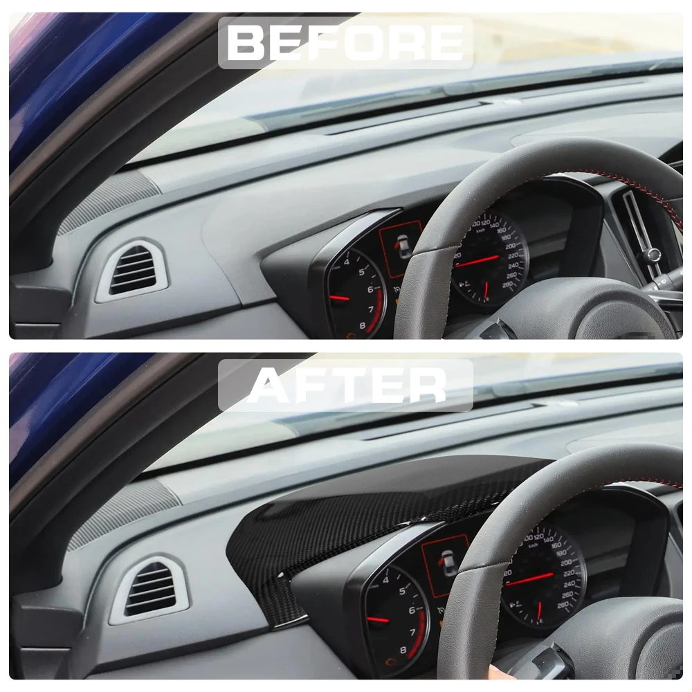 For Subaru WRX 2022-2024 Interior Gauge Pod Dashboard Dry Carbon Fiber Meter Dash Panel Cover Trim