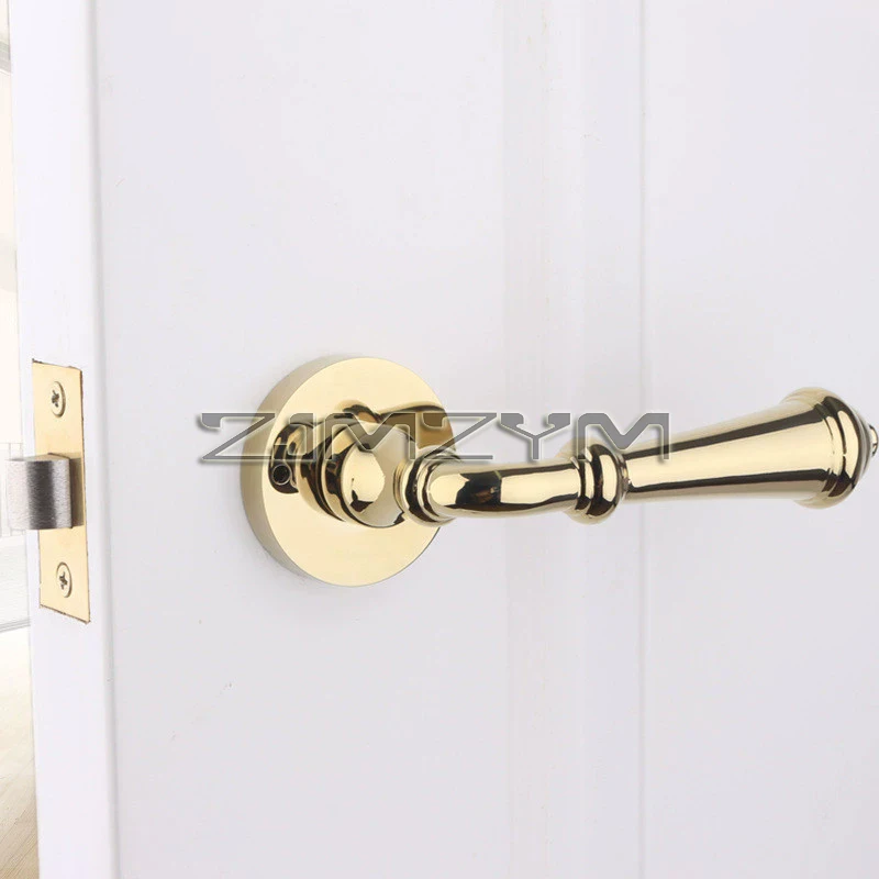 قفل باب غرفة النوم الداخلي غرفة الذهب المنزل مقبض الباب الخشبي سبليت الجسم كتم شفط مغناطيسي قفل باب الغرفة الفرنسية الرجعية #4