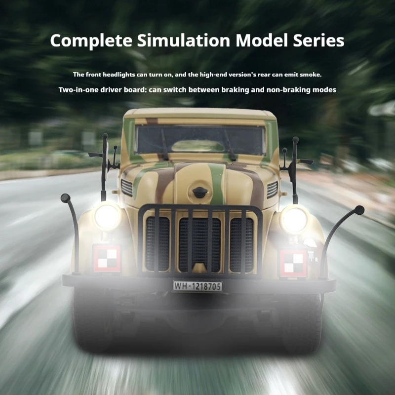 Kubing Ke German Command Vehicle Remote Control Car with Sound Light Climbing Function Military Model Toy Simulation Smoke gifts