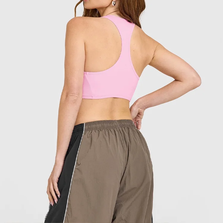 Yoga Ribbed Square Neck Bra Women's Exercise Shockproof Breathable Back Top Yoga Short Vest Sports Fitness Clothing