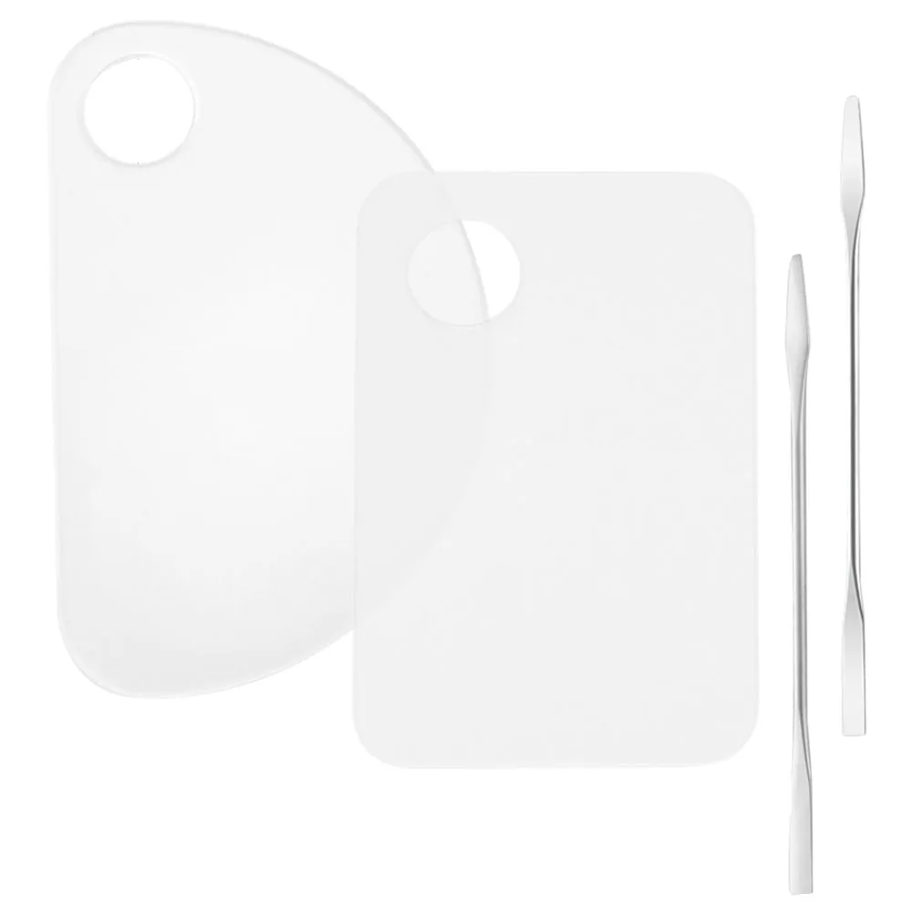 2 세트 메이크업 믹싱 팔레트 키트 투명 재사용 가능한 블렌딩 트레이 파운데이션 아이섀도 네일 아트 페인팅 도구