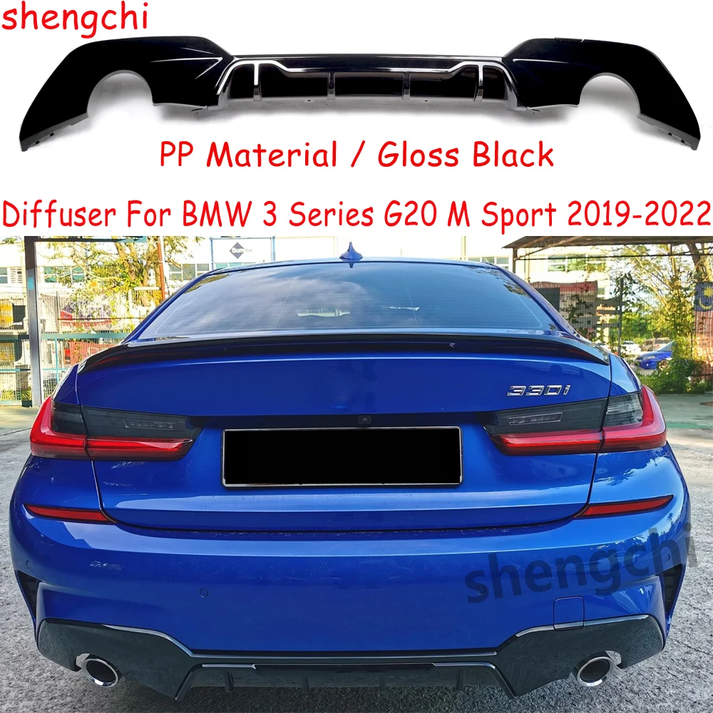 G20 Pre-Lci Rear Bumper Diffuser For BMW 3 Series G20 320i 330i M Sport Competition Style PP Material Rear Bumper lip 2019-2022