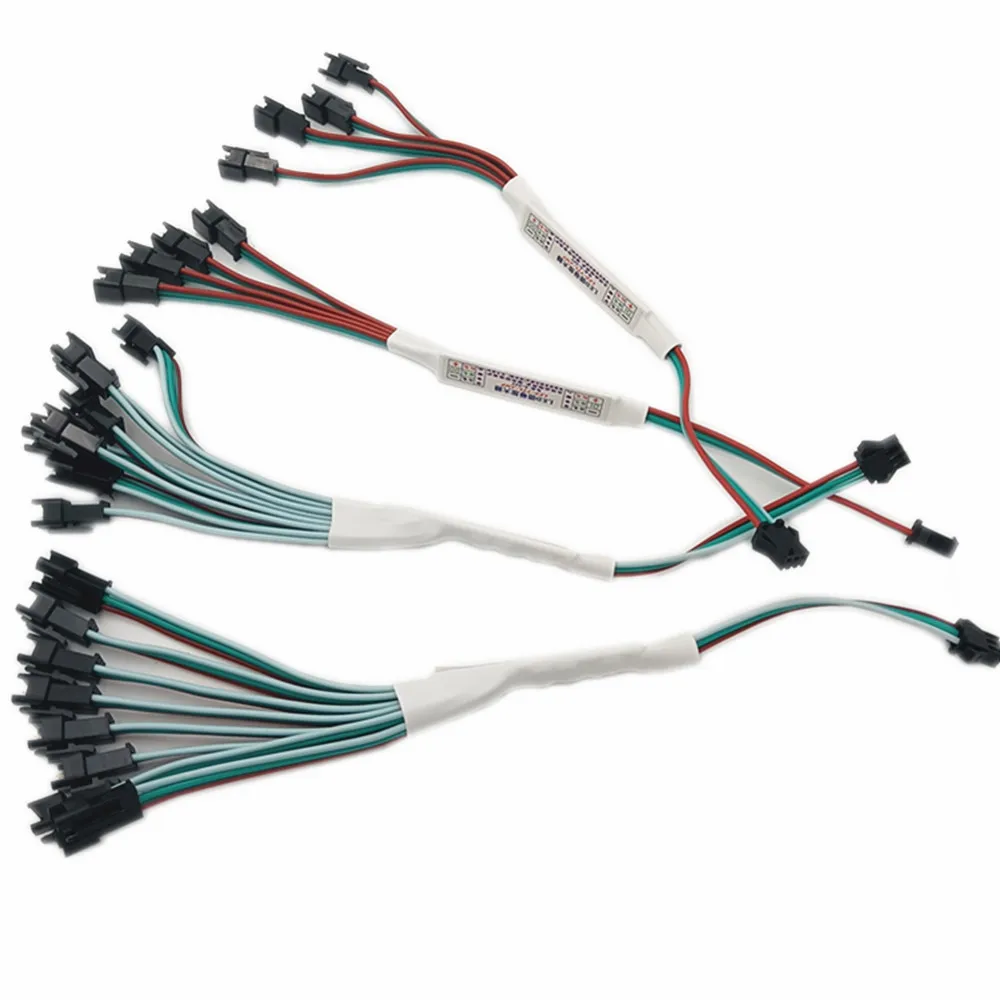 Mini Signal Amplifier Repeater for WS2812B WS2811 16703 SK6812 3Pin RGBIC Addressable LED Strip String Module 1 TO 4/8 5-24V