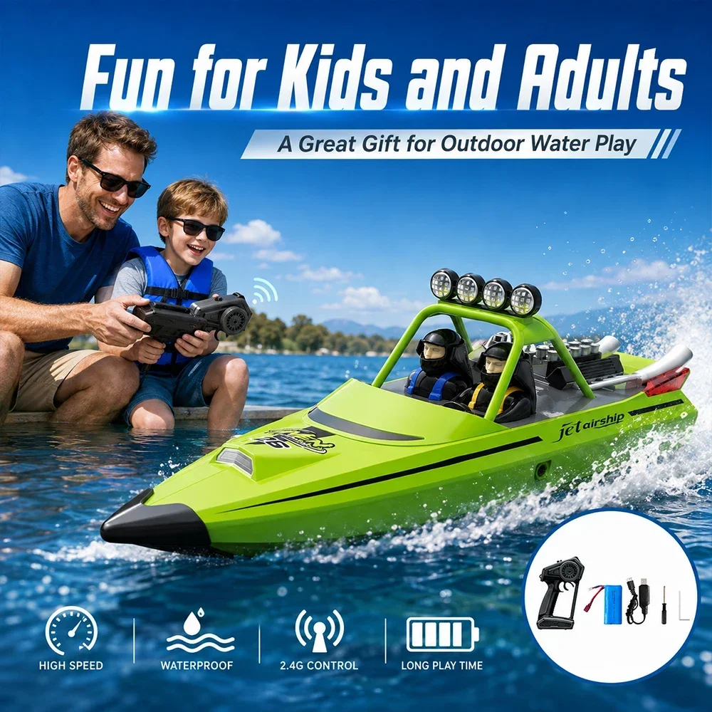 SIHAO Remote Control Boat 2.4G TX725 Wireless Turbo Jet Speedboat Flip Reset For Boys Water Toy for Kids RC Boat Gifit Adult Fun