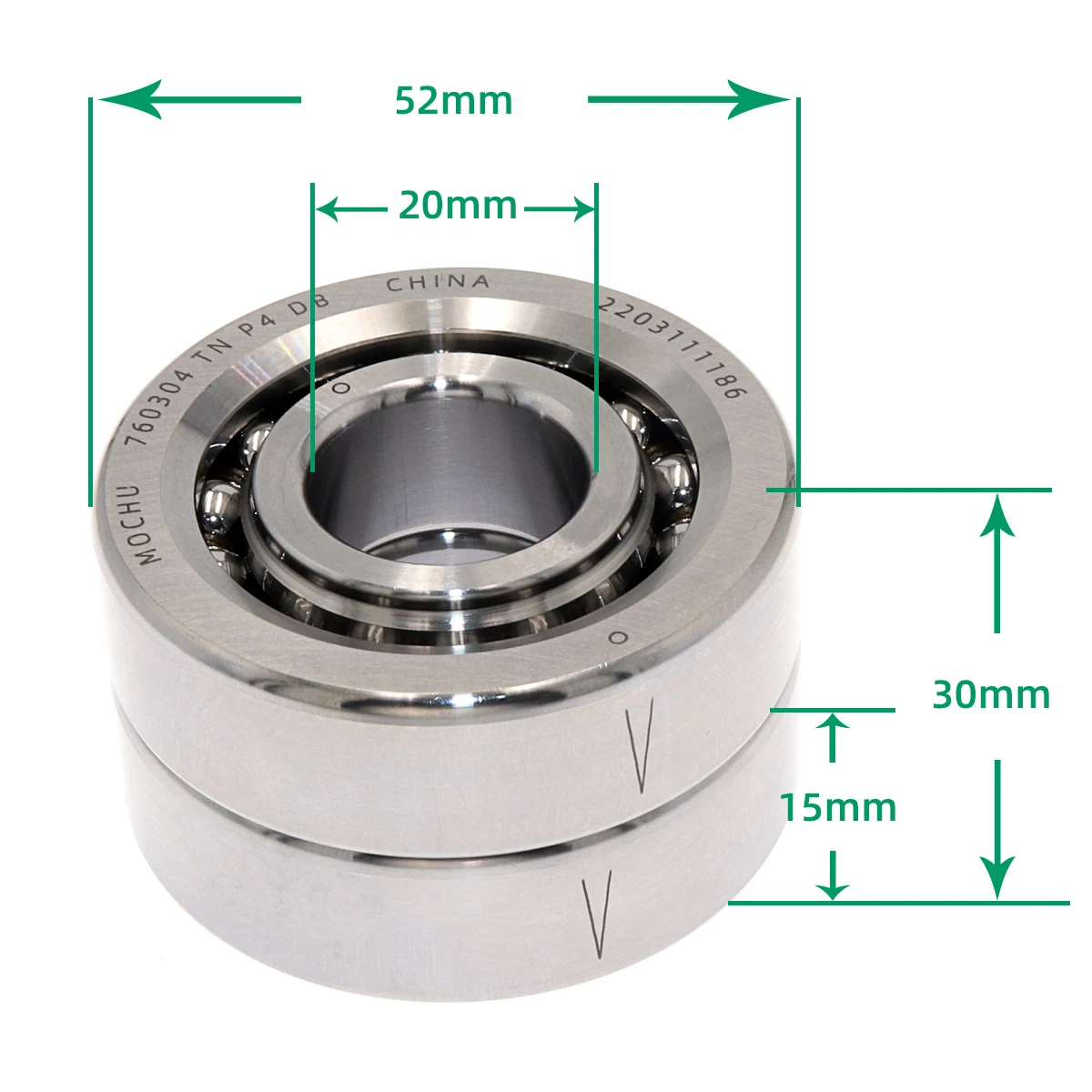 MOCHU 760304 TN P4 DB 20x52x15 Angular Contact Thrust Ball Bearings for Screw Drives Universally Matchable Moderate Preload