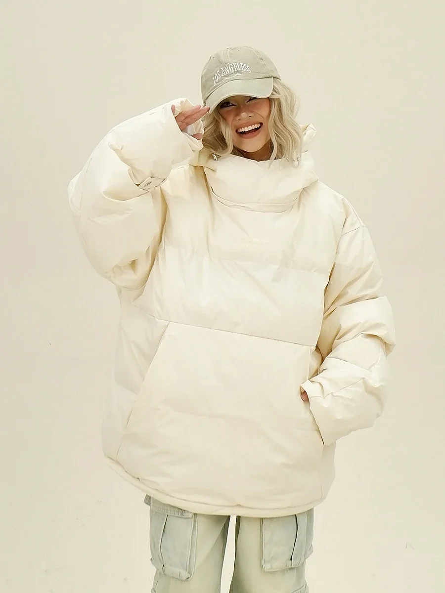 Verwijderbare Capuchon Parka 'S Dames 2024 Winter Nieuwe Losse Bf Amerikaanse Trendy Merk Retro Verdikte Jassen