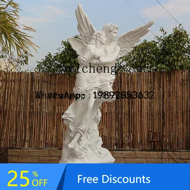 

J5 Cupid Wings Couple Statue Luminous Angel Sculpture Fiberglass Figure Decoration living room decoration living room decoration