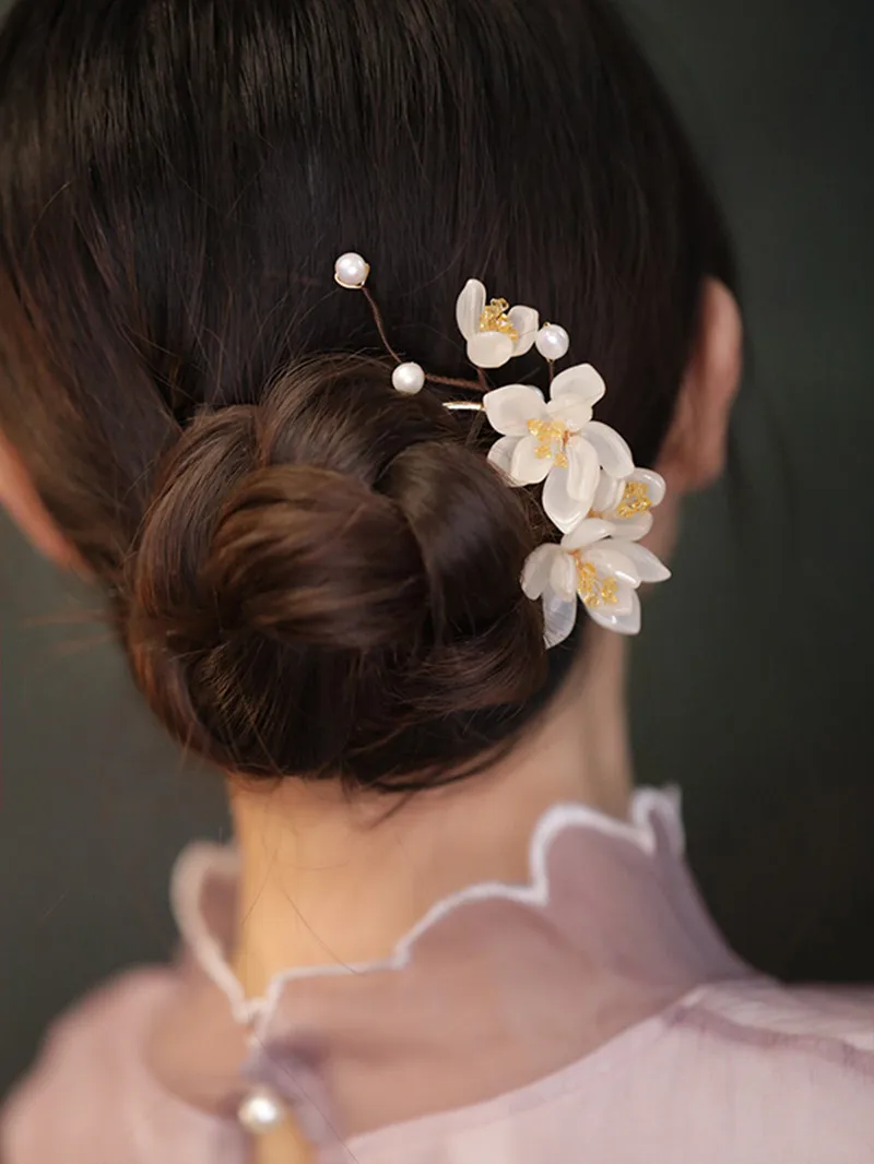 FXLRY Original Handmade Vintage U-shaped pearl Hairpin Magnolia Hairpin Headwear