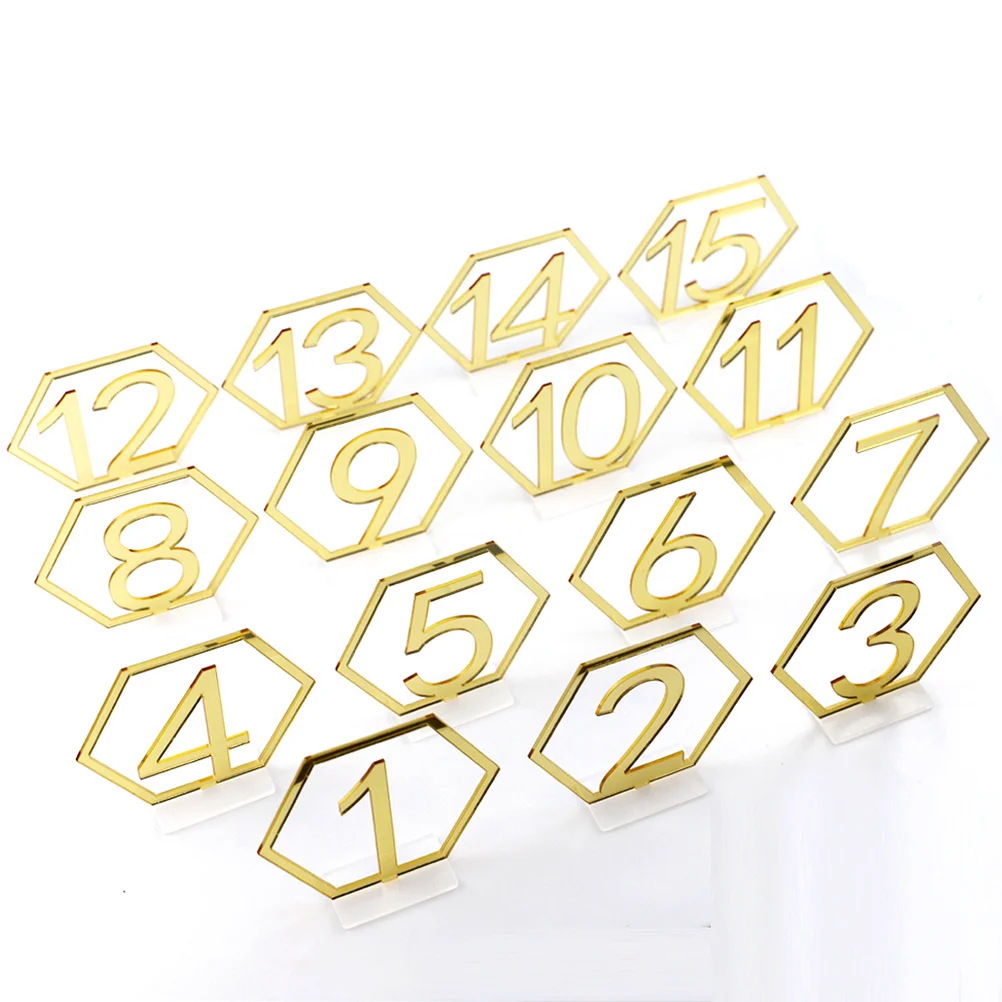 

1Set Acrylic Table Numbers Hexagonal Hollow Design for Wedding Banquet Party Catering Decoration Table Numbers