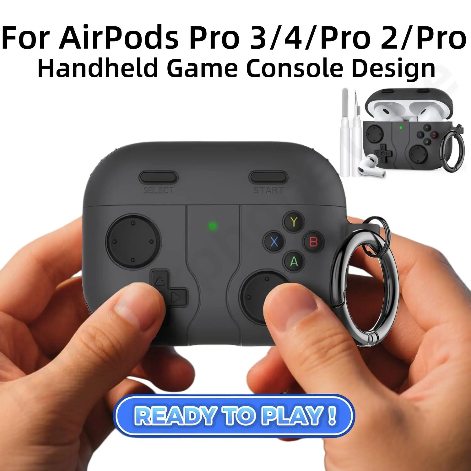 for AirPods Pro 3//Pro 2/Pro/4 Soft Silicone Case Game Console Design with Cleaner Kit & Keychain For AirPods Pro3/For AirPods 4