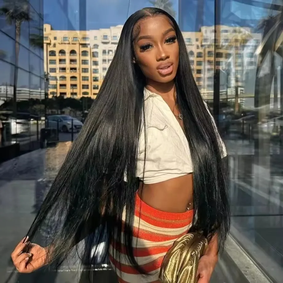 

Прямой парик из натуральных волос с прозрачной HD-основой 13x4/13x6, 40 дюймов, предварительно выщипанный, бразильский, для темнокожих женщин