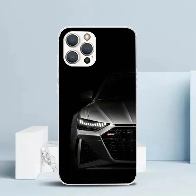 Super Car For A-Audis R-S Sport Phone Case For IPhone 16 17 Air 16E 15 14 Plus 13 Mini 12 11 Pro Max 7 8 + SE 2020 Soft TPU Back