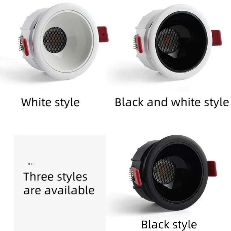 Anti-glare downlight led embedded open-hole high color rendering ceiling spotlight narrow frame honeycomb network