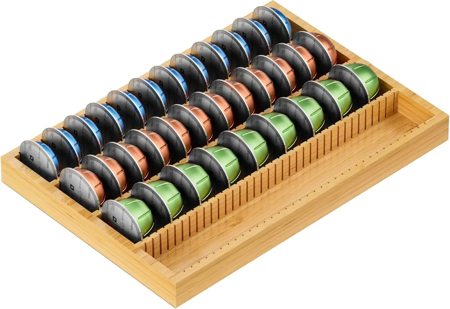 

Bamboo Coffee Pod Storage Drawer Insert for Vertuo Capsules, Counter & Drawer Organizer for Kitchen