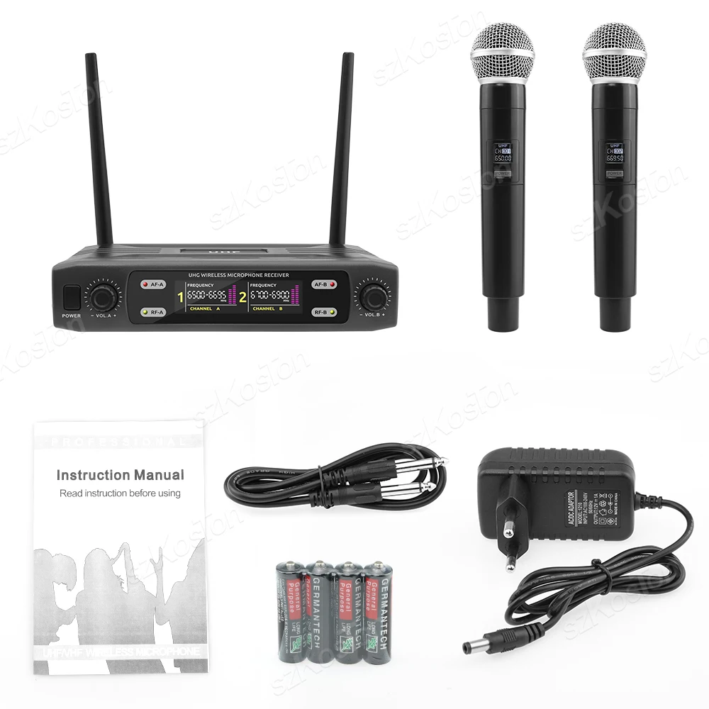 Professionelle UHF Wireless Mikrofon System Dual Kanal Handheld Karaoke Mikrofon Aufnahme Studio Party Stage Performance