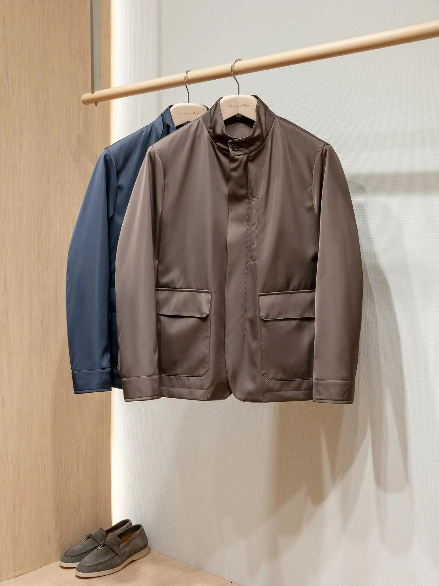 High end vintage style jacket business casual top  silk stand collar spring and autumn men's jacket