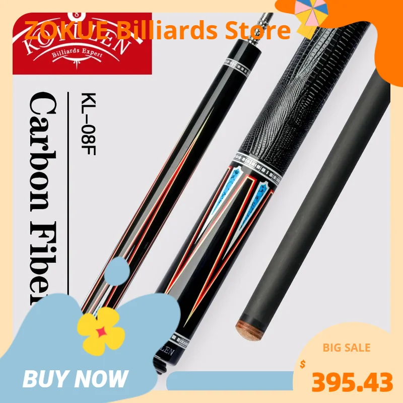 

KONLLEN Carbon Fiber Pool Cue Stick Leather Grip 3/8*8 Radial Pin Technology Shaft Embedded 4 Carbon Tubes Butt Billiard Cue Kit