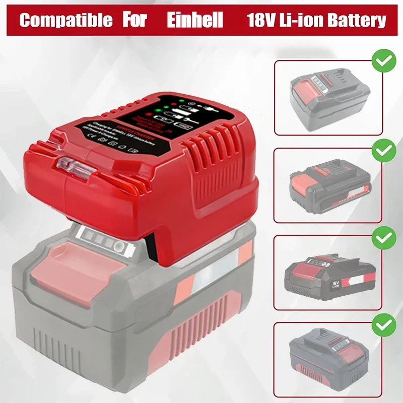 12V/24V 100-240V Portable Li-ion Battery Mini Compact Car Charger for Einhell 18V for Power X-Change Series Lithiumy Ion Battery