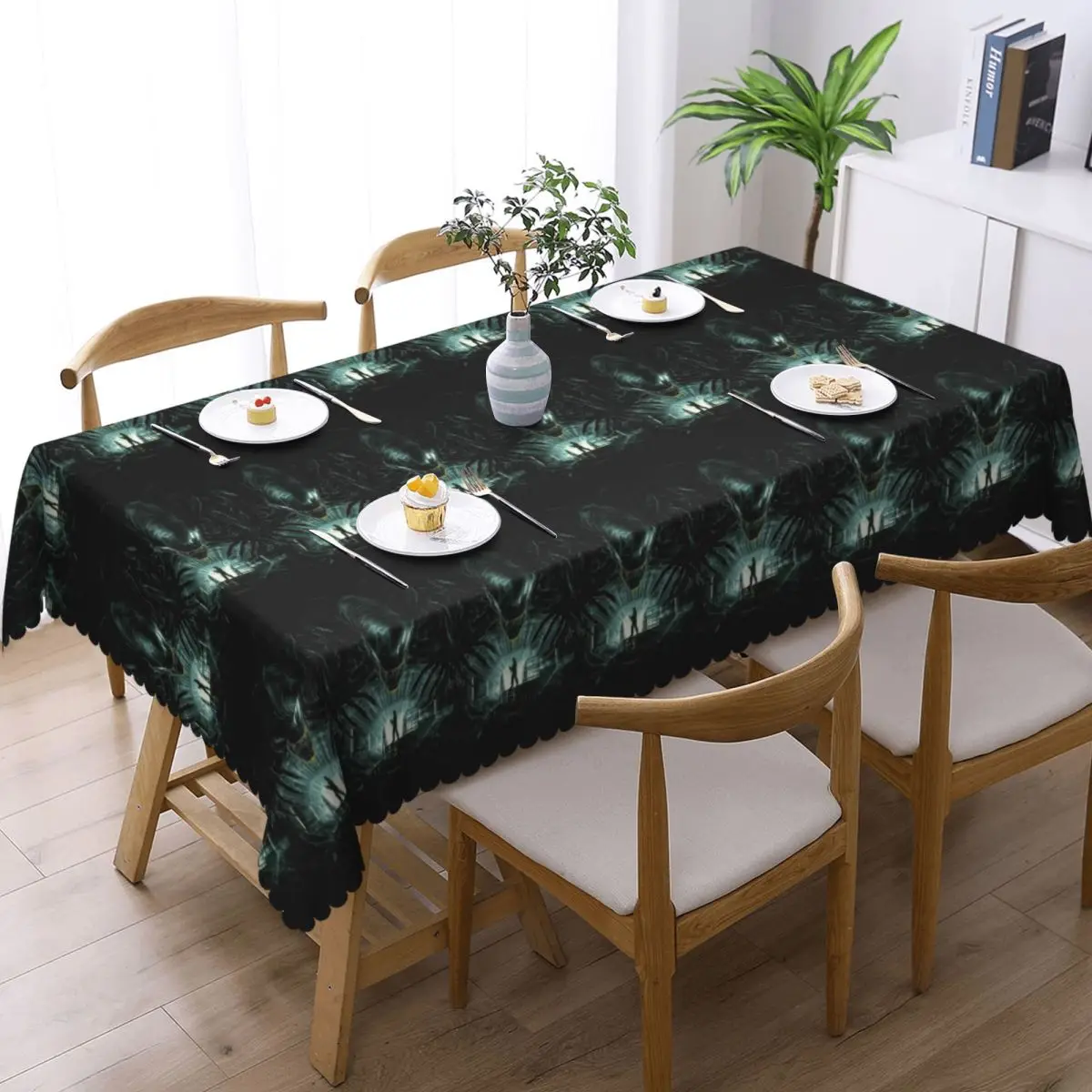 Alien Vs Predator Horror Science Fiction Comics Custom Rectangular Tablecloth Oilproof Table Cover for Dining Events Table Cloth
