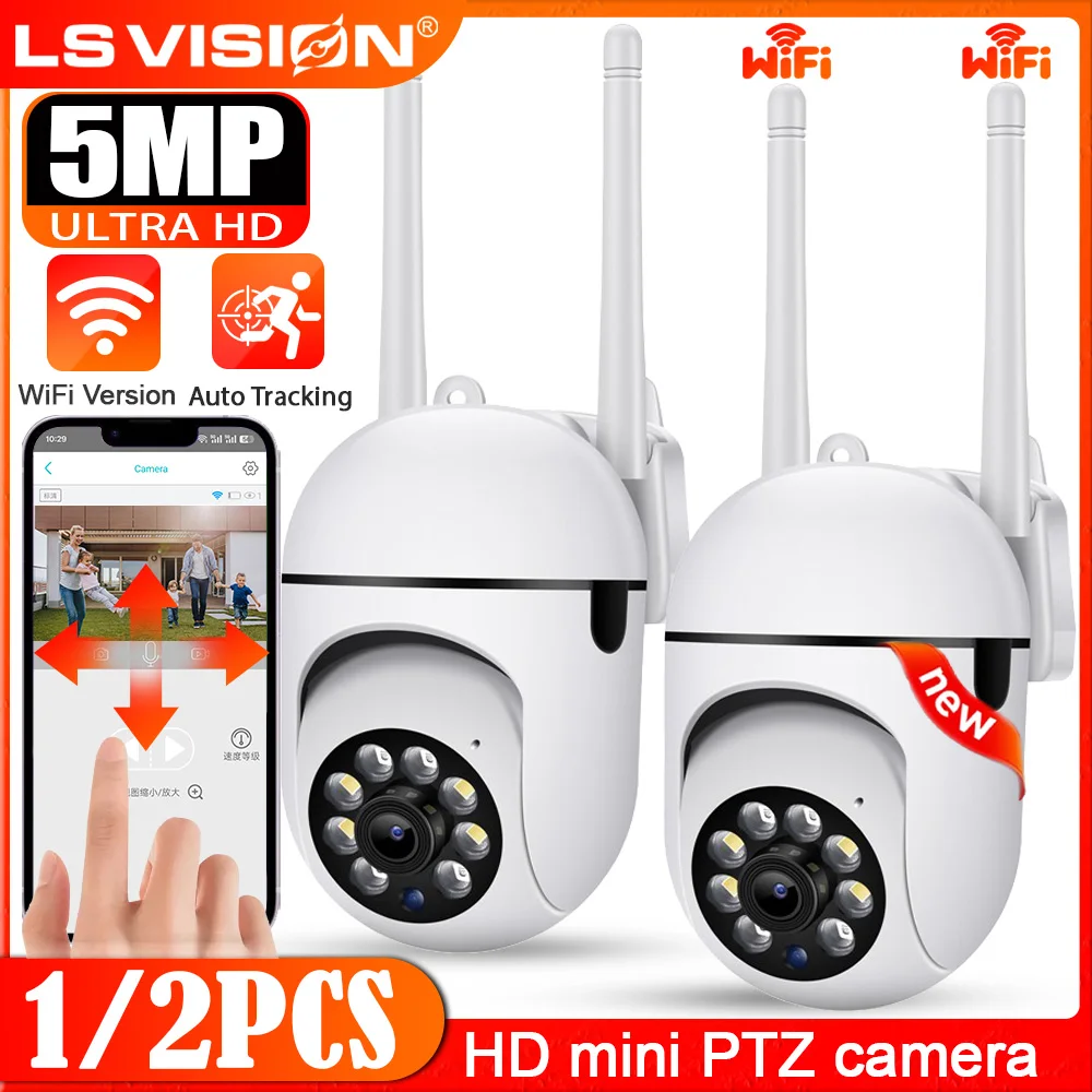 

LS VISION 5MP Mini WiFi Security Camera Indoor Wireless Surveillance Camera PTZ Human Detection Night Vision Auto Tracking O-Kam