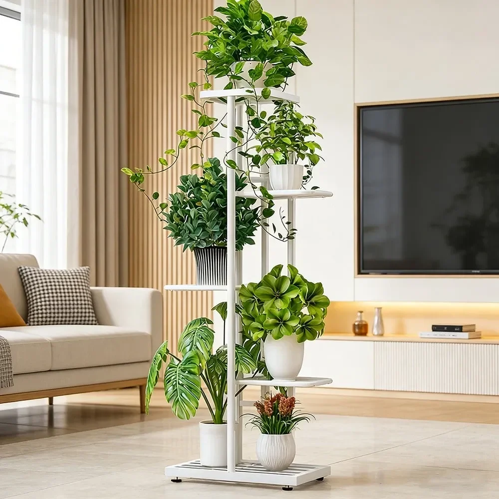 WheelsLatest graded MultiTier Plant Stand7 6 5 4 Tier Plant Stand, HeavyDuty Metal Frame, Metal Flower Stand, HighAngle Multi