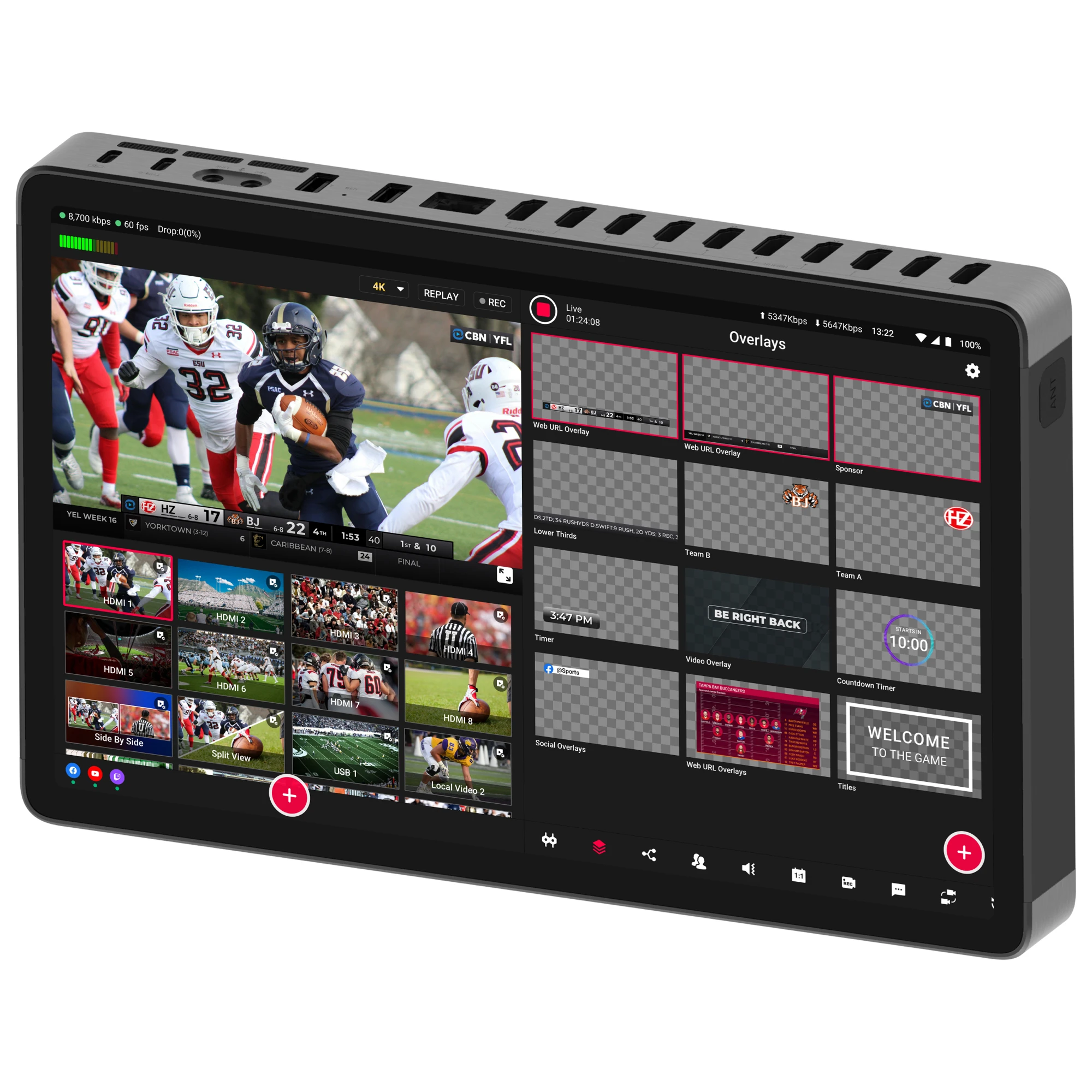 YoloLiv YoloBox Extreme, alles-in-één 4K live videostreamingapparatuur met 8 HDMI-ingangen, Switcher Monitor Encoder Recorder