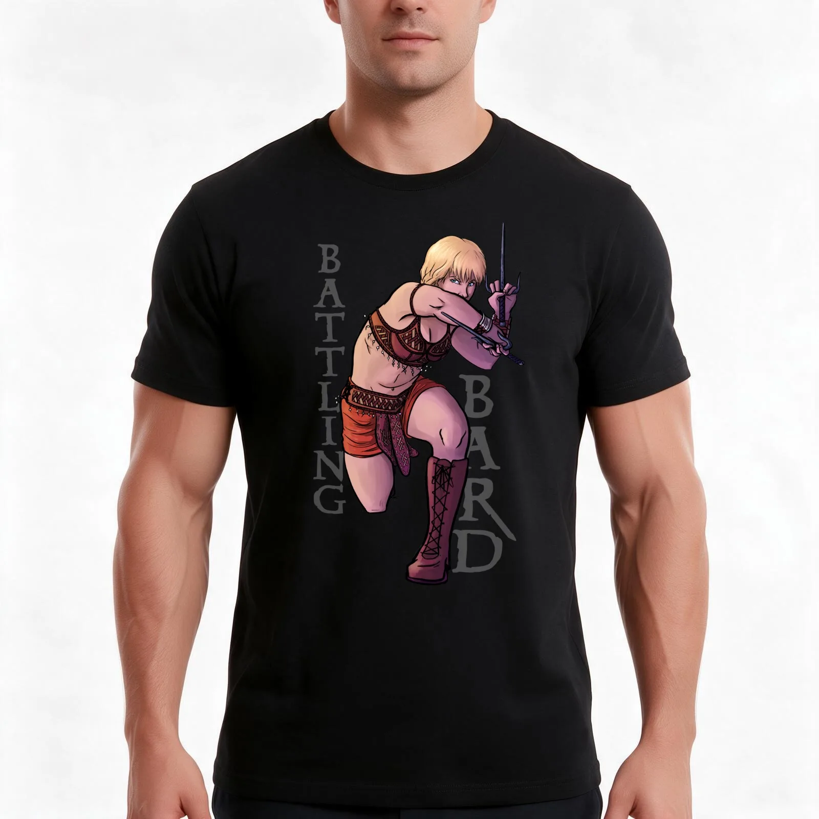 Battling Bard T-Shirt Summer Casual Cotton Tee Oversized Streetwear Tops Vintage Graphic Print Loose Fit Short Sleeve