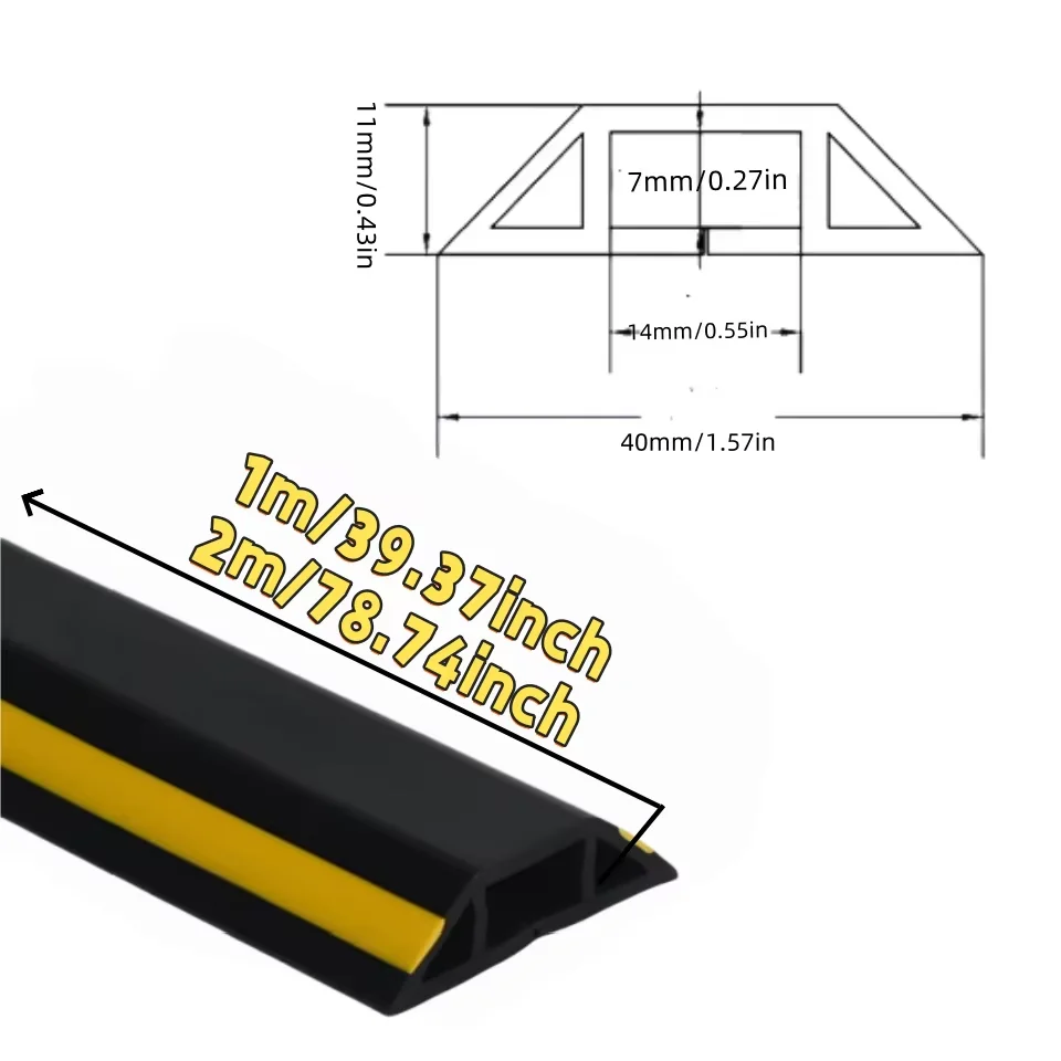 1PC 1/2m Floor Cord Cover, Cable Protector, Hide Extension Cords, Protect Cords, Prevent Cable Trips, Heavy Duty Cord Hider