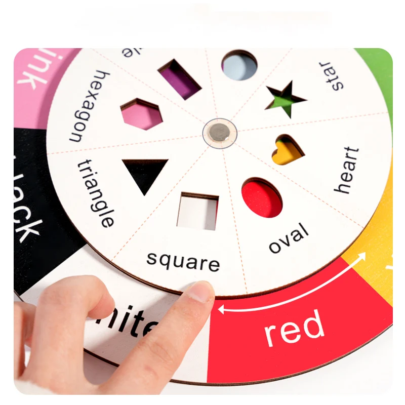 Kleurvormsorteerder Houten kleursorteerspeelgoed Engelse woorden Leren interactief wiel Vroege educatieve cadeaus voor thuis Kleuterschool