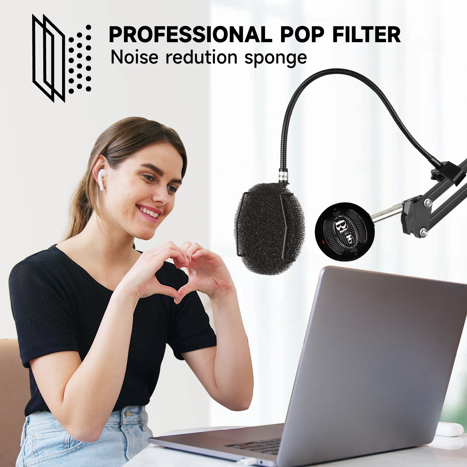 High Quality Microphone Pop Filter Metal Pop Filter Shield Windscreen Pop Filter for USB Microphone Podcast Microphone