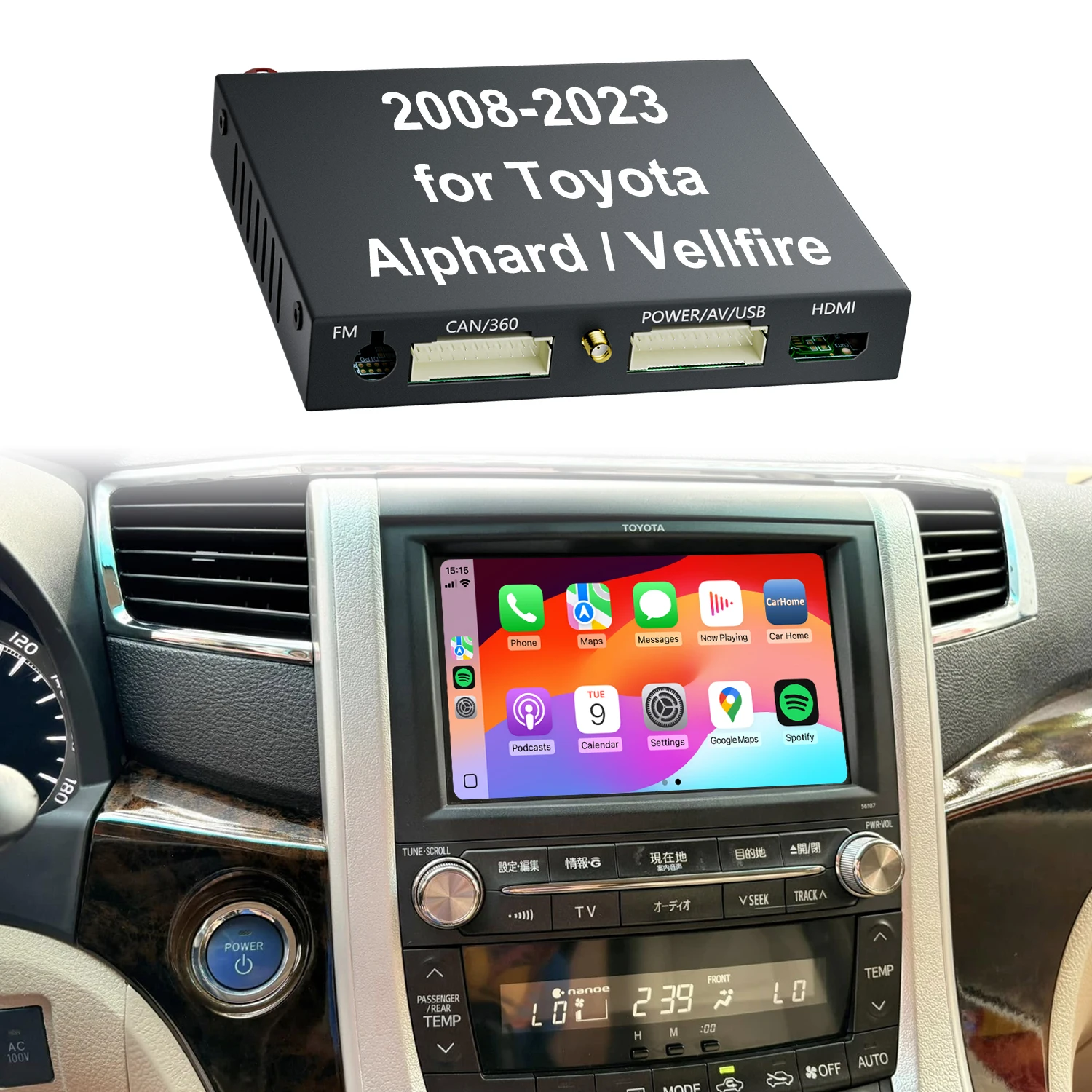 Alphard Vellfire CarPlay Car Multimedia Video Wireless Apple CarPlay Android Auto Integration Kits For 2008 - 2023 Toyota