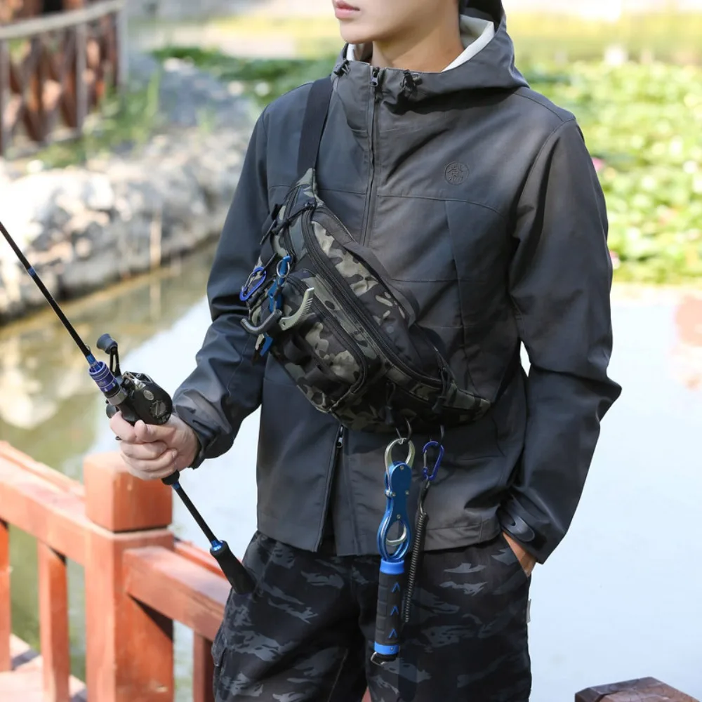 

Multifunctional Dacron Men Waist Bag Storage Fishing Gear Bag Purse Waterproof Waist Packs Outdoor