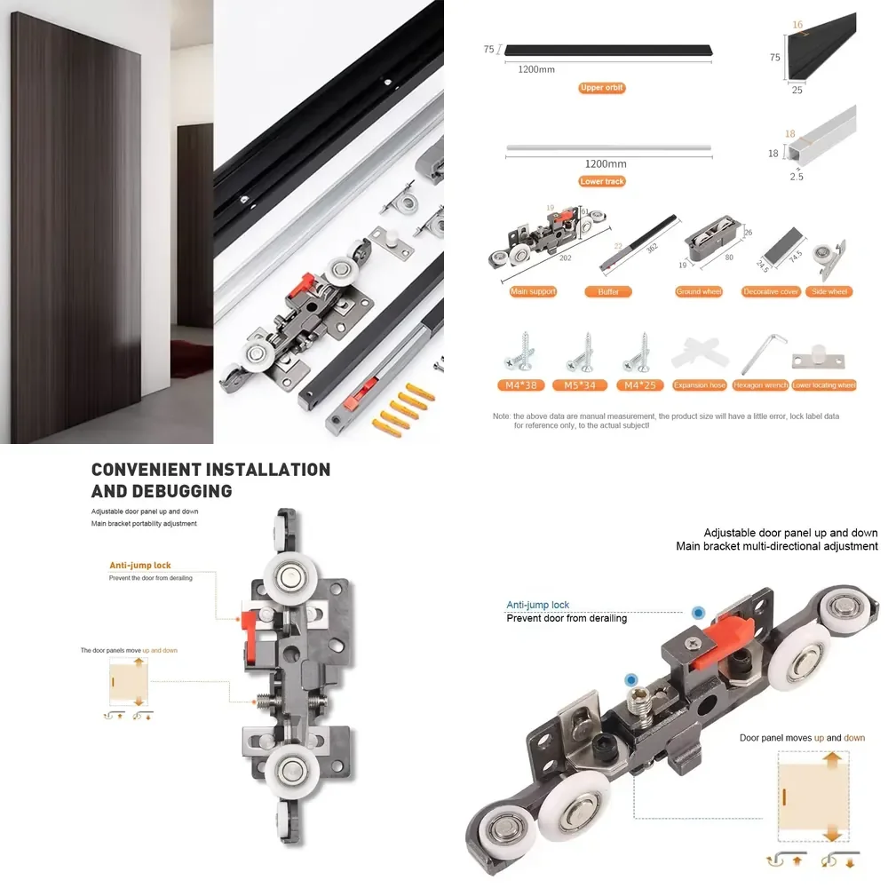 Hidden Track Design Sliding Door Buffer Damper Wardrobe Folding Door Hardware System