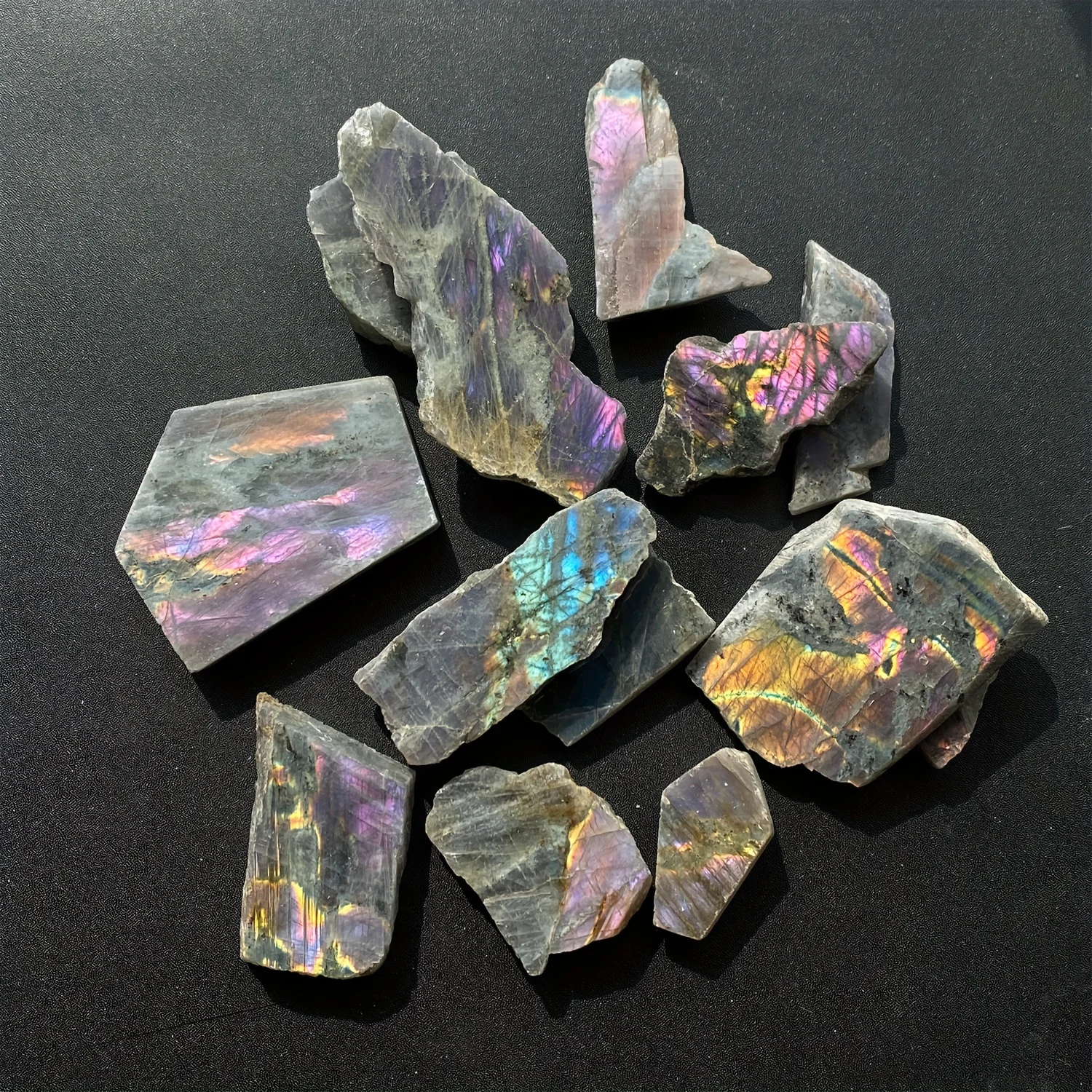 1pc 30-200g Natural Crystal Labradorite Slice Colorful Raw Stone Slice Mineral Specimen Moonstone Crafts Crystal Jewelry