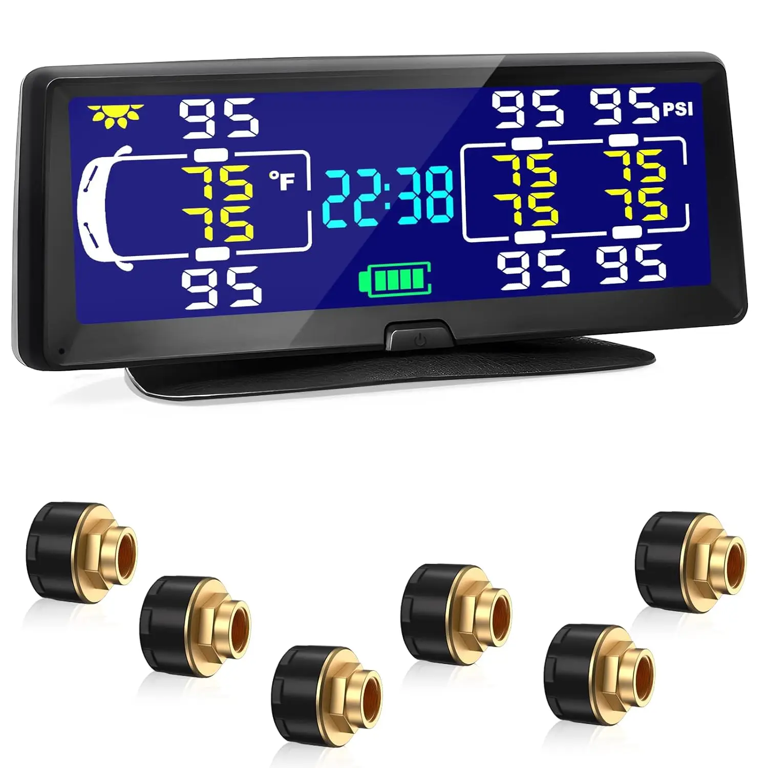 

Rv Tire Pressure Monitoring System, 7.84” Solar TPMS for Rv Travel Trailer Truck Fifth Wheel Motorhome with 6 Sensors