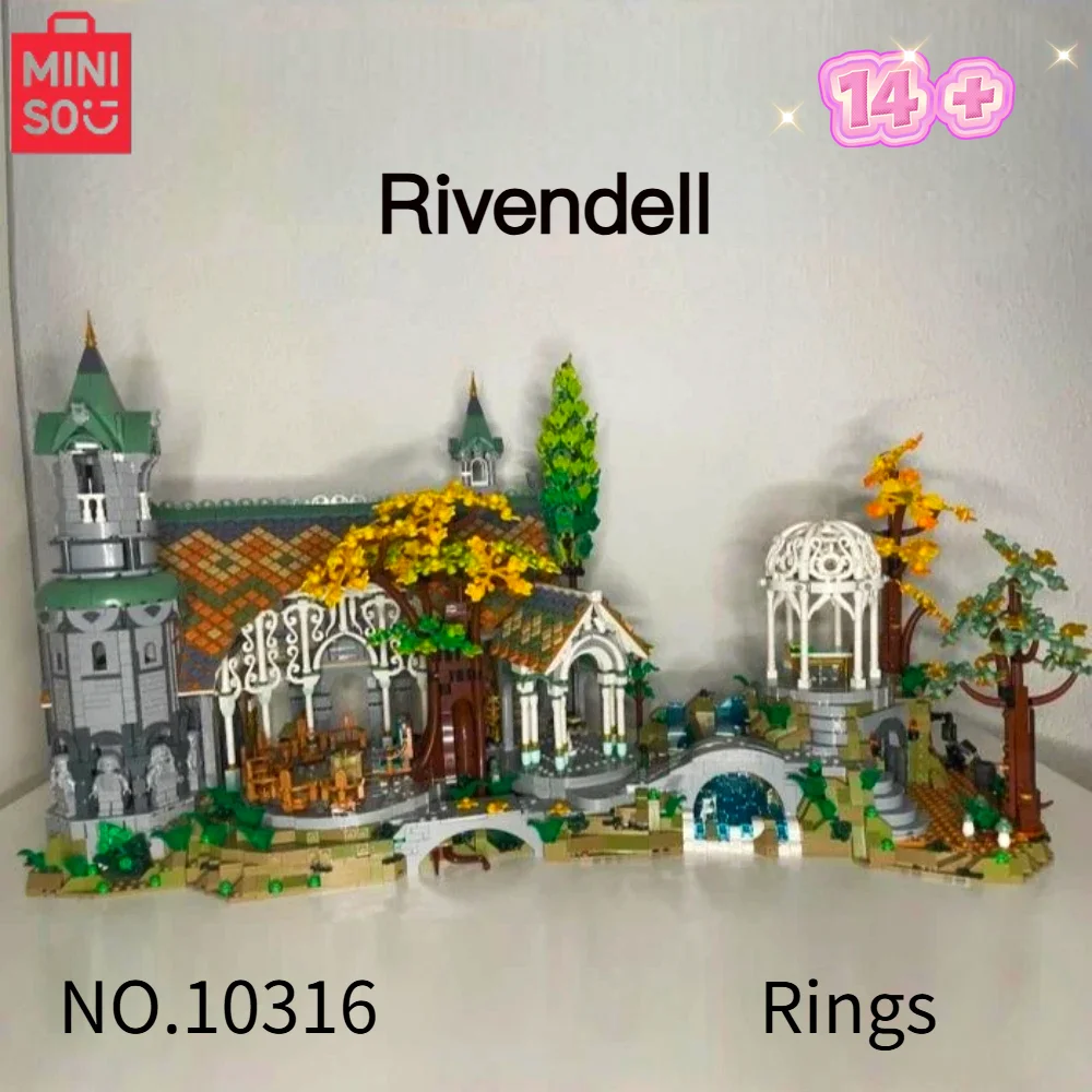 6167pcs MINISO Disney Elven Sanctuary Ring Mystical Valley 10316 Building Block Construction Set Manor Model For Bricks Gifts