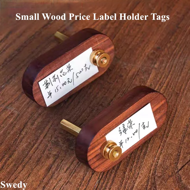 60x28mm Mini Jewelry Watch Ring Price Label Paper Tags Table Number Name Card Holder Small Wood Sign Holder Display Stand